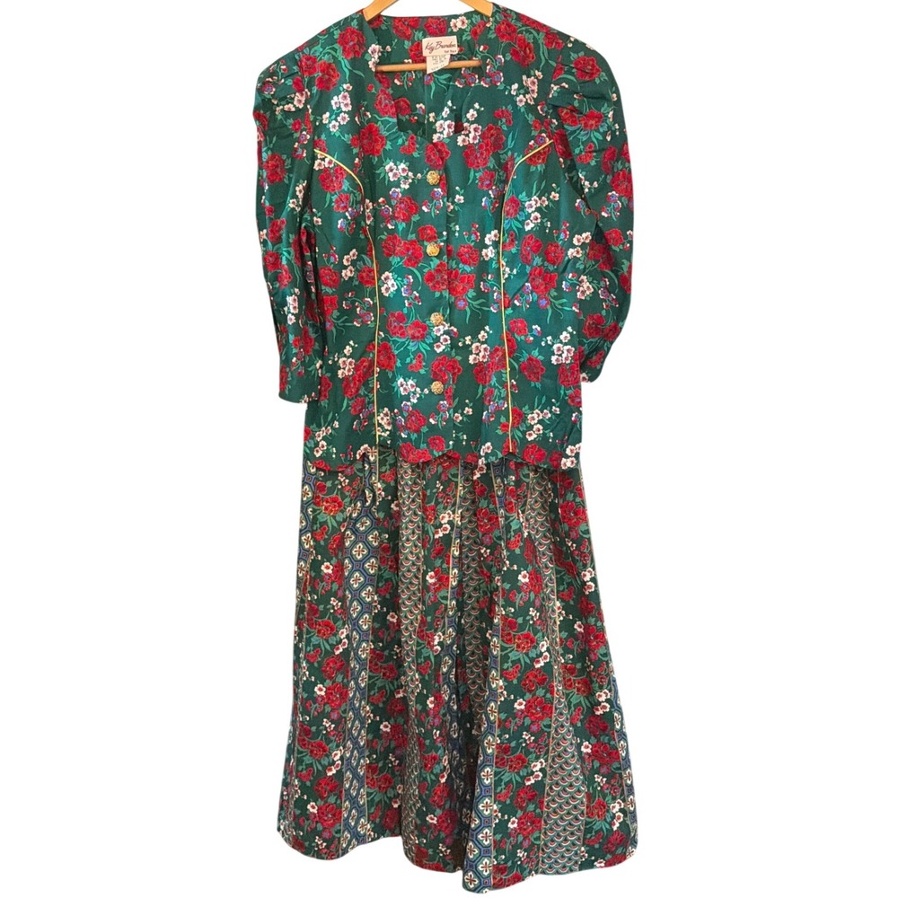 Vintage Kay Brandon Skirt Set Cottagecore Grandma Core Prairie Christmas